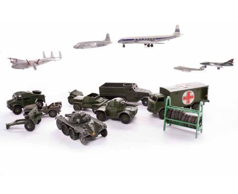 LOT OF UNBOXED DINKY MILITARY VEHICLESincluding a French Half Track 822, a Scout Car 673, a Field Artillery Tractor 688, a Mi