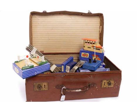 LOT OF HORNBY DUBLO COLLECTABLESto include D1 signal cabin, DI level crossing, electric train, three ISPR isolating switch po