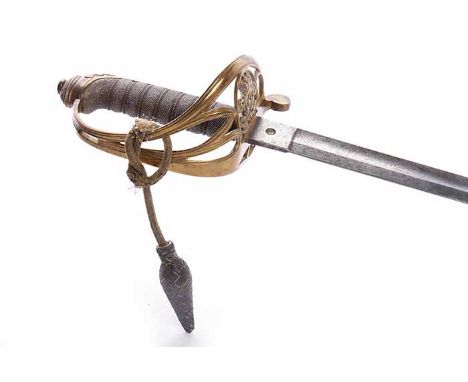 VICTORIAN OFFICER'S DRESS SWORDwith shagreen wire bound handle and pierced hand guard, the fullered blade etched 'VR' and wit