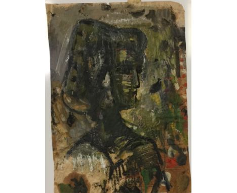 Miroslav Tichý (1926 - 2011) Untitled, probably circa 1960s. Oil on paper with watercolour portrait verso. 40.5 x 50.6cm (16"