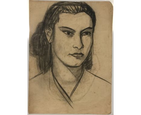 Miroslav Tichý (1926 - 2011) Untitled portrait, probably 1940-50s. Charcoal on paper. 44.5 x 60cm (17.5" x 23 3/4"). Tears to