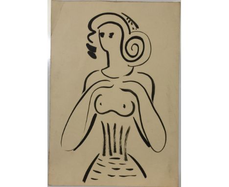 Miroslav Tichý (1926 - 2011) Untitled, probably 1940-50s. Ink on paper with sketch verso. 30 x 42cm (11 3/4" x 16.5").