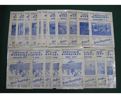 Sheffield Wednesday Home Programmes 1949-50 season, set of all 21 league games including Vs West Ham, Leeds, together with Sh