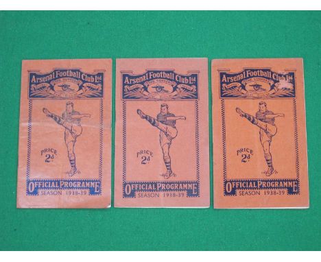 1938-9 Arsenal Home Programmes v. Liverpool, Everton, Bolton (3).