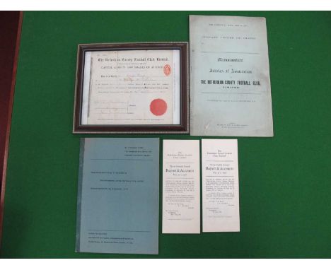Rotherham County Share Certificate Form 1919 and Memorandum Booklet, Rotherham United memorandum, report and accounts 1956 &a