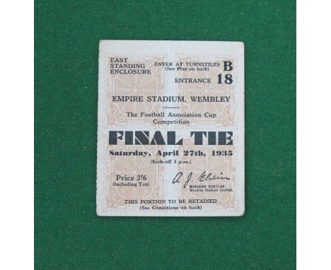 1935 F.A Cup Final Ticket Sheffield Wednesday v. West Bromwich Albion, East Standing Enclosure.