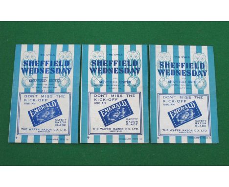 1944-5 Sheffield Wednesday v. Sheffield United Four Page Programmes, dated August 26th, Christmas Day and 26th May - County C