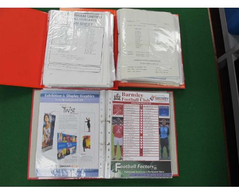 Rotherham United Reserves, Youths, and Other Minor Programmes 1980 and Later, Homes and Aways, mainly single sheets, team she