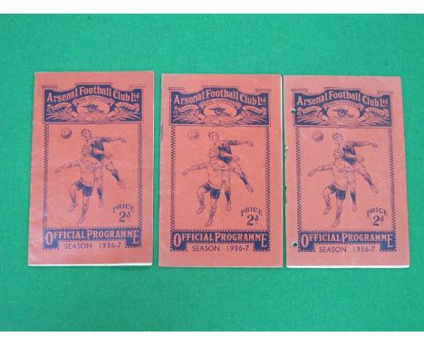 1936-7 Arsenal Home Programmes v. West Brom, Stoke - both with season ticket application inserts, Sheffield Wednesday (punch 