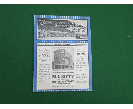 1935 Watford v. Rotherham United Eight Page Programme, for The F.A Cup Replay Game, dated Dec 18th, ex binder