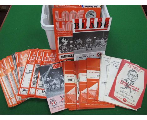 Sheffield United Programmes, 73-4 V. Barnsley - County Cup, Hagan and Coldwell Testimonials, 64-5 Juniors V. Sheffield Wednes