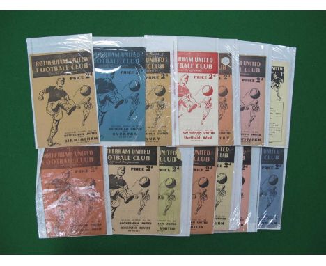 1951-52 Rotherham United Home Programmes, v. Nottingham Forest (poor), Doncaster, Leeds, (piece absent top right corner of co