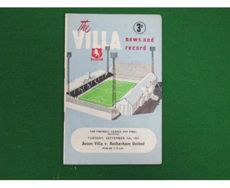 1960-61 League Cup Final Programme, Aston Villa v. Rotherham United, at Villa Park, dated September 5th 1961.
