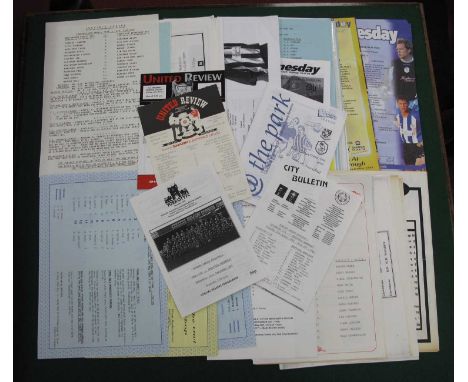 Sheffield Wednesday Reserves Programmes 88-9 and 99-2000 at Manchester United first team single sheets at Arsonal 85-6, 90s V