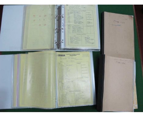 Rotherham United Football League Team Sheets, 2000 and later in yellow and other colours, filled in by opponents of the Mille