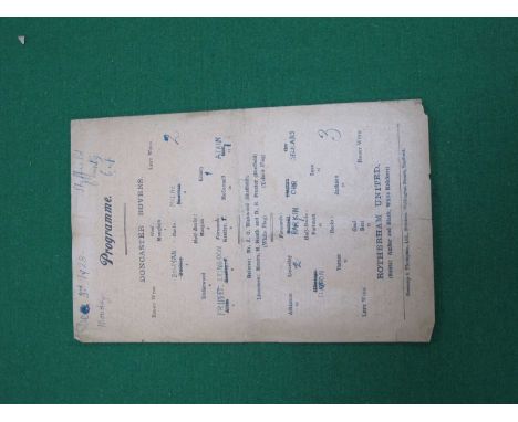 At Bramall Lane - Doncaster Rovers v. Rotherham United Single Sheet Programme, (ink team changes, score 2-3 and Dec 3rd 1928,