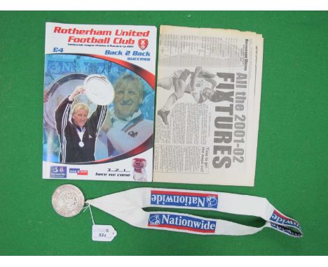 Medal - Rotherham United, Nationwide Football League Championship Division Runners-Up, 2000-01 in white metal, featuring matc