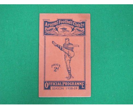 1938-9 Arsenal V. Leeds United Programme, dated November 5th 1938.