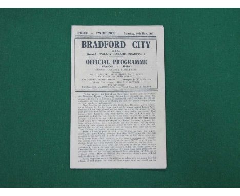 Bradford City 1946-7 Four Page Programme v. Doncaster Rovers, dated 24th May (horizontal crease).