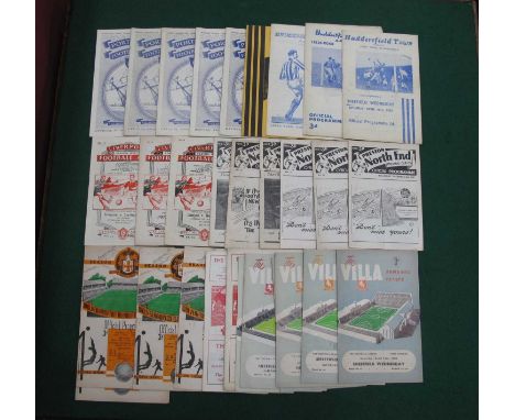 Sheffield Wednesday Away Programes from the 1950s including at Aston Villa, Wolves, Preston, Portsmouth, Hull, Liverpool, Hud