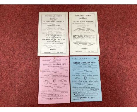 1944-5 Rotherham United v. Barnsley Single Sheet Programmes, dated Nov 25th and Mar 24th, together with issues at Barnsley da