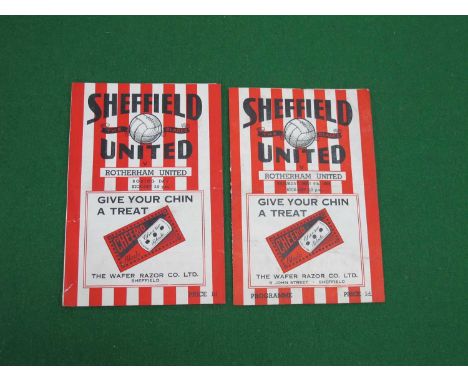 1943-4, Sheffield United v. Rotherham United Four Page Programmes, dated May 6th and Boxing Day (small tears) (2).