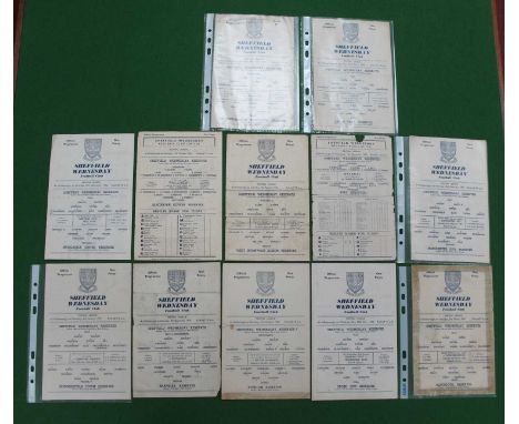 Sheffield Wednesday Reserves 1956-7 Home Programmes, v. West Brom, Bury, Blackburn, Everton (tape to base), Barnsley, Stoke, 