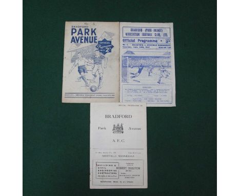Bradford Park Avenue v. Sheffield Wednesday Programmes, 1947-8, 49-50 (score on face) 51-2 - F.A Cup (3).