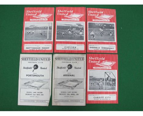 Sheffield United Home Programmes, 1954-5 v. Chelsea - Winning Championship Season, Cardiff, Sheffield Wednesday, Nottingham F