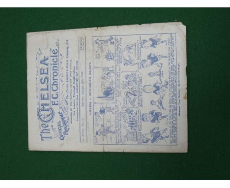 1923 Chelsea v. Rotherham County Four Page Programme, for The F.A Cup Game, dated Jan 13th, (grubby).