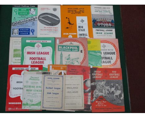 Football League v. Northern Irish League Programmes at Liverpool, 1947, 48, 54, 58. At Belfast 1950, 52, 53, 56, 57, 59, 61, 