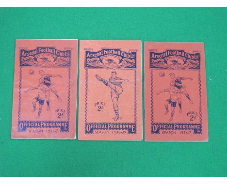 1936-7 Arsenal Home Programmes v. Manchester City, Derby, 38-9 v. Wolves (3).