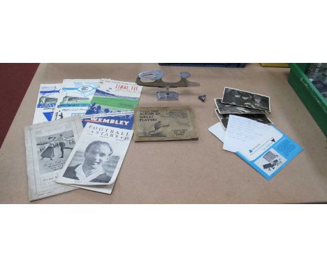 Skating - signed (unverified) images of Jeanette Altwegg and Suzi Wirz. John Wilson Art Deco period catalogue and badge, moun