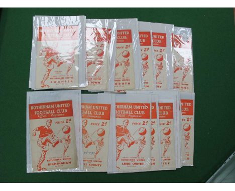 1952-3 Rotherham United Home Programmes, v. Birmingham, Notts County, Leeds, Southampton, Barnsley, Fulham, Hull, Nottingham 
