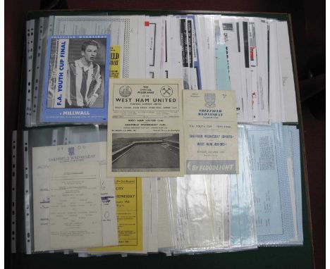 Sheffield Wednesday Youth Cup Programmes 1958 Semi both legs v. West Ham, 61 at Everton, v. Rotherham, 70 v. Leeds Ashley Roa