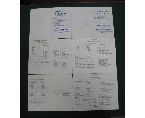 Sheffield Wednesday Reserves Programmes, 73-4 v. Blackburn, Aston Villa, Bury, Burnley, Nottingham Forest, Liverpool, Everton