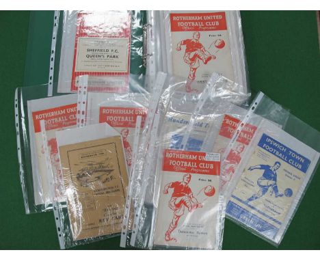 1957-58 Rotherham United Programmes, approximately twenty two homes and twenty three aways, including single sheet issues, v.
