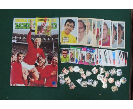 FKS World Cup Mexico 70 Sticker Album Complete. A &amp; B.C cards and others and stickers, World Cup Willie figure.