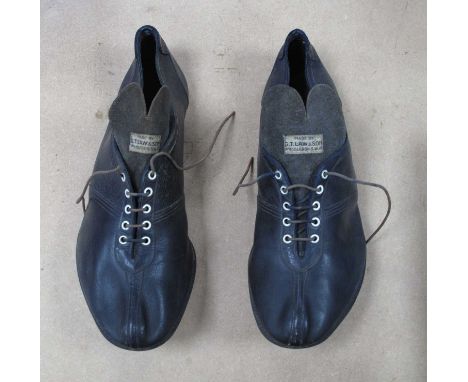 G.T. Law &amp; Son of Wimbledon, Athletics Running Shoes, circa 1950s in black leather, each having six-spike studs.UNABLE TO