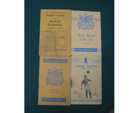 Leeds United v. Sheffield Wednesday Programmes, 1949-50 (rusty staple marks), 51-2, 55-6, February 25th and April 30th (4).