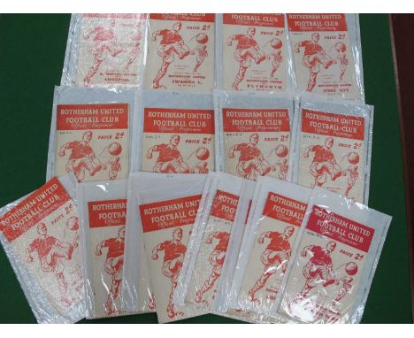 1954-55 Rotherham United Home Programmes, twenty two including v. Leeds, Leicester - F.A Cup, Liverpool (score on face) (22)N