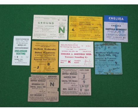 Shefield Wednesday FA Cup Tickets 53-4 v. Bolton, 59-60 v. Peterborough, 60-1 v. Burnley, 65-6 at Blackburn (poor), semi v. C