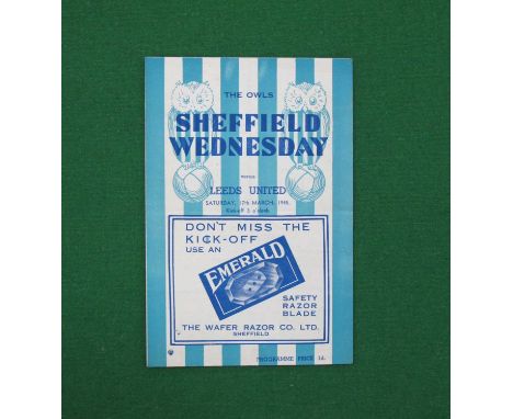 1944-5 Sheffield Wednesday v. Leeds United Four Page Programme, dated March 17th 1945.