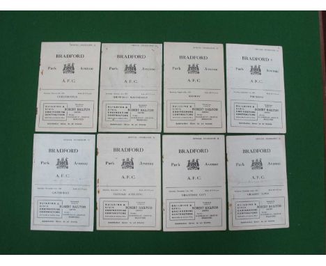 Bradford Park Avenue 1951-2 Home Programmes, v. Sheffield Wednesday - F.A Cup (repair), Barrow, Wrexham, Gateshead, Oldham, B