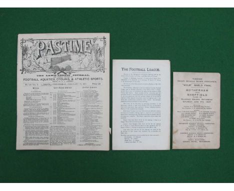 1923 Football League Minutes, featuring fines for Rotherham County, Exeter, QPR and Bury. 1888 Pastimes magazines. 1927 Wylie