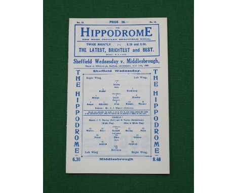 1929-30 Sheffield Wednesday v. Middlesbrough Programme, dated April 12th 1930 (ex binder).