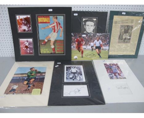Football Autographs - Stanley Matthews, Paul Reaney, Colin Harvey, George Thompson, Jack Hays, Frank Worthington, David McRea