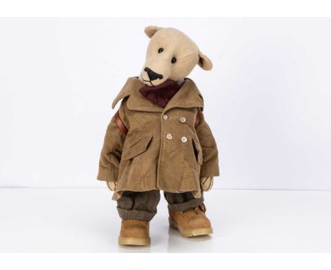 An Out of the Woods, Allen, Artist Teddy Bear by Sam Salter, 1 of 1, with light brown cashmere, black glass eyes black stitch