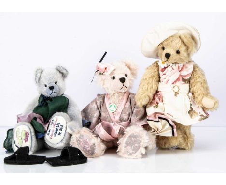 Three limited edition Hermann teddy bears,  a Claude Monet Water - Lily bear, 508 of 100, with card tag --15in. (38cm.) high;