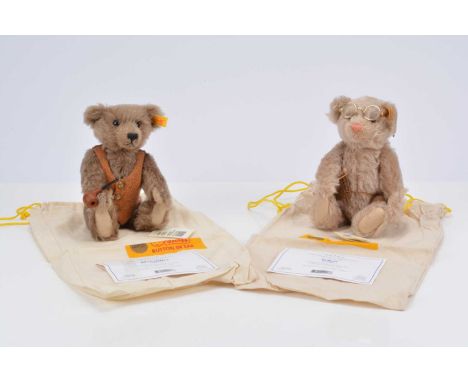 Two Steiff yellow tag teddy bears,  for Danbury Mint, comprising of Grandad Mortimer and Grandma Sylvia, both with drawstring